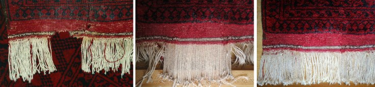 Restauration franges tapis Avant